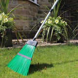 JVL Outdoor Garden Hard Bristled Broom Brush Rake with Extendable Handle