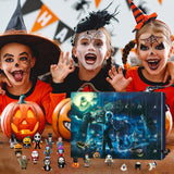 Halloween Advent Calendar, Halloween Horror Movie Figures Advent Calendar Toy Blind Box 2024, Halloween Horror Atmosphere Ghost Countdown Calendar with 24Pcs Halloween Dolls Collectible Gift (D)