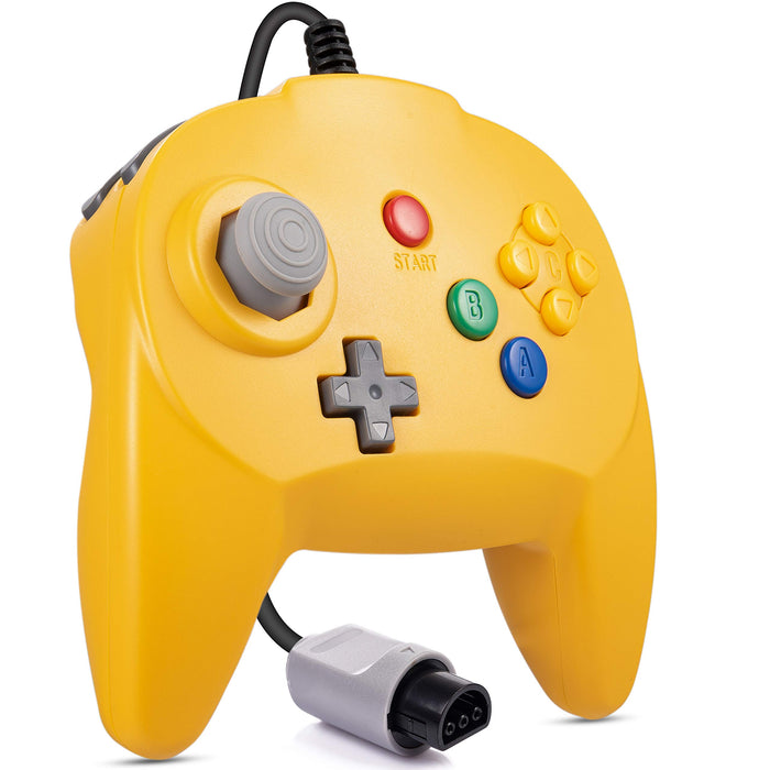 KIWITATA kiwitatá Retro N64 Mini Controller,Classic Wired N64 Game 64-bit Upgraded Joystick Controller for Video Game Console N64 System Yellow