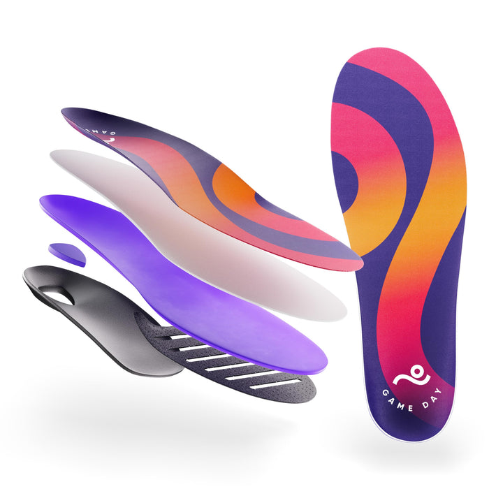 Move Game Day Performance Insoles - for Plantar Fasciitis, Arch Support, Basketball, Active Lifestyle, Running, and Athletics - Composite Heel and Reactive Stability (M 10-10.5 / WM 11.5-12)