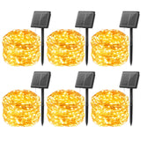 Brightown Outdoor Solar String Lights, 6 Pack 33Feet 100 Led Solar Powered Fairy Lights with 8 Modes Waterproof Decoration Copper Wire Lights for Patio Yard Trees Christmas Wedding Party (Warm White)