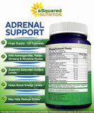 aSquared Nutrition Adrenal Support & Cortisol Manager Supplement (120 Capsules)-Adrenal Health w/Vitamin C Complex Pills to Support Fatigue & Stress Relief-Ashwagandha, L-Tyrosine, Rhodiola & Ginseng