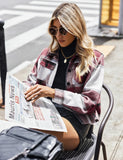 Zeagoo Flannels for Women Cropped Plaid Jacket Button Down Shacket Shirt Oversized Fall Coat Jacket Christmas