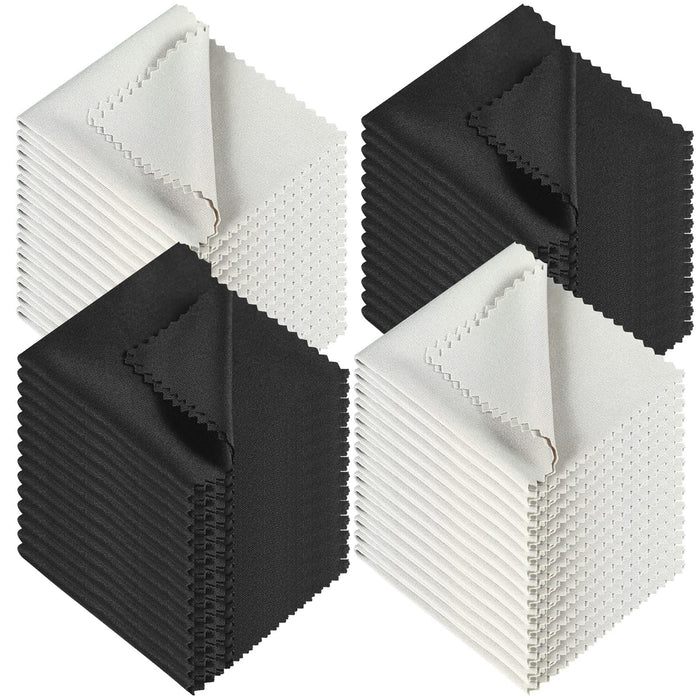 Sumind 100Pcs Eyeglass Cleaning Cloth Bulk 5.5 in Microfiber Glass Cleaning Cloths Eye Glasses Cleaner Wipes Microfiber Cloth for Glasses Phone Camera Lenses Screen Delicate Surfaces(Gray and Black)