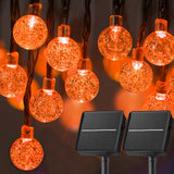 Solar Christmas String Lights Outdoor Waterproof, 2-Pack 120 LED 72 FT Total, Crystal Globe Lights with 8 Lighting Modes, Solar Powered Patio Lights for Garden Yard Porch Wedding Party Decor (Orange)