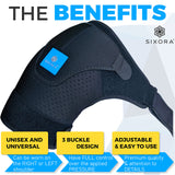 Sixora Shoulder Brace for Men and Women – Adjustable Shoulder Strap Compression Sleeves for Arms Women and Men – Comfortable Breathable Neoprene – Shoulder Injury, AC Joint Pain Relief, Dislocation