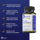 Premier Research Labs Vitamin C - Whole-Nutrient Vitamin C - Supports Immune System - Gentle on Stomach - Antioxidant Activity - with Amla, Rice Bran & Rose Hip - 60 Plant-Source Capsules
