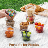 AOZITA 100 Sets, 9 oz Clear Plastic Cups With Flat Lids No Hole, Disposable Cups With Lids for Ice Cream, Pudding, Cake, Snacks Smoothie, Milkshake, Cold Drinks