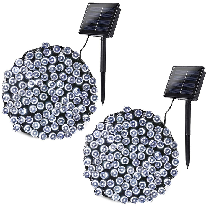 Joomer Solar Christmas Lights 72ft x 2 Pack 200 LED 8 Modes Solar String Lights Waterproof Solar Fairy Lights for Christmas Decorations (White)