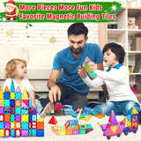 NVHH 100PCS Magnetic Tiles Blocks for Kids Ages 3-5 4-8,STEM Learning Educational Preschool Magnet Building Toys for Toddlers 1-3,Christmas Birthday Gifts Toys for 3 4 5 6 7 8+ Year Old Boys Girls