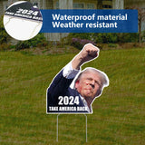 Probsin Trump 2024 Take America Back Yard Sign with Metal Stakes Double Sided 13" x 14" Trump Shooting Rally Election Signs Outdoor Decorations for Indoor Outdoor Lawn, Garden, Window, Party Supplies