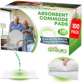 Absorbent Pads for Bedside Commode Liners - 100 Pads for Portable Toilet Bags & Porta Potty - Disposable - No More Days Doing The Dirty Work of Bed Pan, Commode Chair for Toilet with Arms Or Bucket