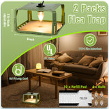 Kittmip 2 Pack Flea Trap for Inside Your Home with Light, 4 LED Light Bulbs and 10 Sticky Bed Bug Trap Pad Refills Flea Killer for Dog Cat Anti Flea Control Non Toxic Harmless, Kids Pets Friendly