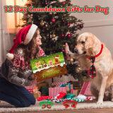 Dog Advent Calendar, 12 Day Countdown to Christmas Interactive Dog Toys Calendar with Dog Squeaky Toy Bow Tie and Dog Christmas Bandana for Small Medium Dog