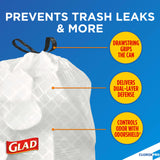 Glad Tall Kitchen Drawstring Trash Bags, 13 Gallon, White, Unscented,100 Count (Package May Vary)