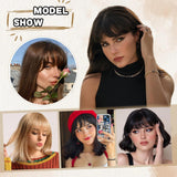 MORICA Bangs hair Clip in Bangs - 100% Human Hair French Bangs Clip in Hair Extensions, Strawberry Blonde Bangs Fringe with Temples Hairpieces for Women Daily Wear (Thick Bangs,Strawberry Blonde)