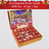 Advent Calendar 2024 Christmas Puzzles, 24 Days 1008 Pieces Countdown to Christmas Calendars Jigsaw Puzzles for Kids Teens Adults, Christmas Holiday Gifts Toys for Home Wall Decor