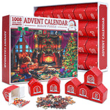 Advent Calendar 2023 Christmas Jigsaw Puzzles-Christmas Surprise Countdown Calendars for Adult and Kids,24 Parts 1008 Pieces Holiday Puzzle to Christmas Gifts Decorations with Puzzle Saver