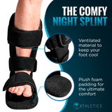 Z ATHLETICS Plantar Fasciitis Night Splint - Adjustable Foot Drop Support for Plantar Fascia Relief, Arch Pain, Achilles Tendonitis - Fits Women and Men (Black, Large)