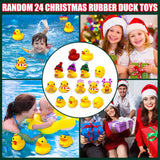 OVNMFH 24 Pcs Countdown Christmas Rubber Ducks Advent Calendar, 2024 Rubber Ducks Bath Toys Advent Calendar, 24 Days Christmas Countdown Calendar Gifts (E)