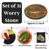 Pack of 11 Worry Stones Bulk Set - Premium Wholesale Bulk Crystals Healing Stones for Anxiety, Stress, Calm Stripe Meditation
