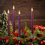 Enhon 8 Pieces Flameless Candles 10 Inch Flameless Taper Candles LED Candles Battery Operated Flickering Candles for Wedding Christmas Dinner Church Spell Holiday Advent Rituals(Purple)