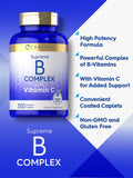 Carlyle Vitamin B Complex plus Vitamin C | 300 Caplets | Vegetarian, Non-GMO and Gluten Free Supplement