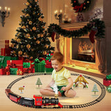 Hot Bee Train Set - Christmas Tree Train Toys for Boys with Smokes, Lights and Sound, Toy Train Set for Under Christmas Tree, Toddler Model Trains for 3 4 5 6 7 8+ Years Old Kids Christmas Toys Gifts