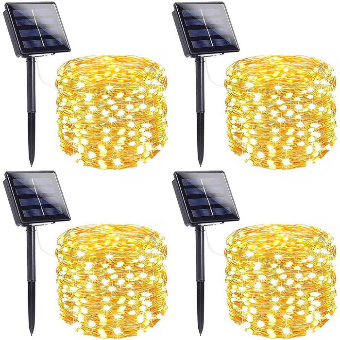 4-Pack Solar String Lights Outdoor, Extra-Long 400LED Solar Christmas Lights Waterproof, Solar Twinkle Lights Copper Wire 8 Modes Solar Fairy Lights for Xmas Tree Garden Party Wedding (Warm White)