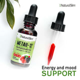 NaturalSlim Metab-12 - Liquid Vitamin B12 Sublingual Supplement 2500 mcg with Vitamin D3 Oral Drops - Methylcobalamin B12 for Metabolism & Energy Booster - Berry Flavor Gluten Free - 1 fl oz