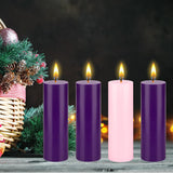 Mega Candles 4 pcs Unscented Christmas Advent Round Pillar Candle, Hand Poured Premium Wax Candles 2 Inch x 6 Inch, Holidays, Church, Decorations, Devotional, Celebration, Party & More