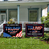 Trump 2024 Yard Signs with H-Stakes, 2PCS 16" X 12" Trump 2024 Take America Back Yard Signs, Placard Voted for Trump Outdoor Lawn Yard Garden Decoration