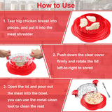 SURETIVIAN Chicken Shredder Large Chicken Breast Shredder Tool Twist with Brush&Fork, Visible Meat Shredder Machine, Anti-Slip Strip, Ergonomic Handle, BPA Free, Suitable for Pork Beef Chicken(Red)