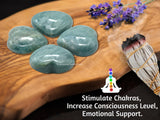 Aquamarine Crystal Heart Palm Stone - Pocket Massage Worry Stone for Natural Body Chakra Balancing, Reiki Healing and Crystal Grid