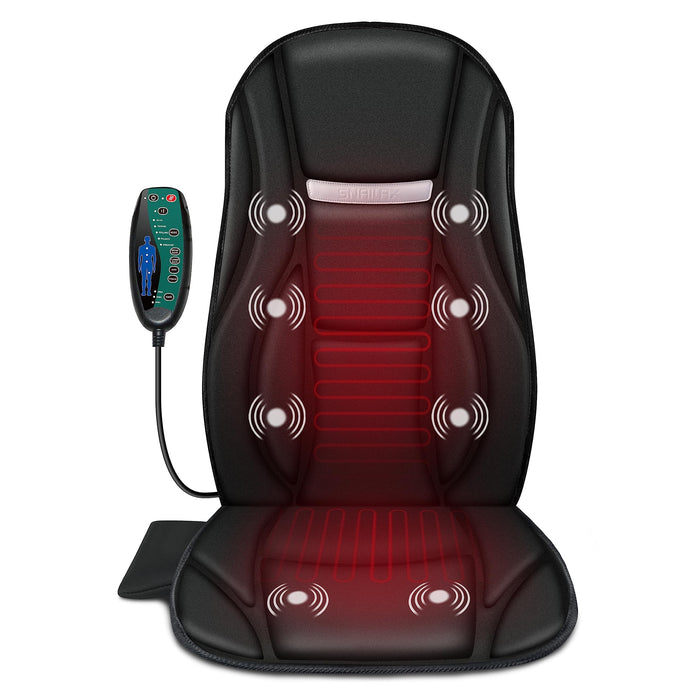 Snailax Vibration Back Massager with Heat, Seat Massager with 8 Vibrating Motors & 5 Modes, Chair Massager, Massage Cushion, Massage Chair Pad for Chair,Office, Gifts