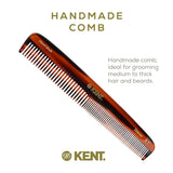 Kent 9T Tortoiseshell Fine Tooth and Wide Tooth Comb Detangler Hair Combs - Large Handmade and Saw-Cut Dressing Comb - Wet Hair Comb for Women and Durable Grooming Comb for Men Made in England