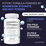 Potent Lumbrokinase Supplement (120 Servings) 40mg/Serving (Max Activity - 800,000 Units) - Lumbrokinase Enzymes Capsules for Energy Support, Digestion, Cognition & Gut Health - Similar to Nattokinase