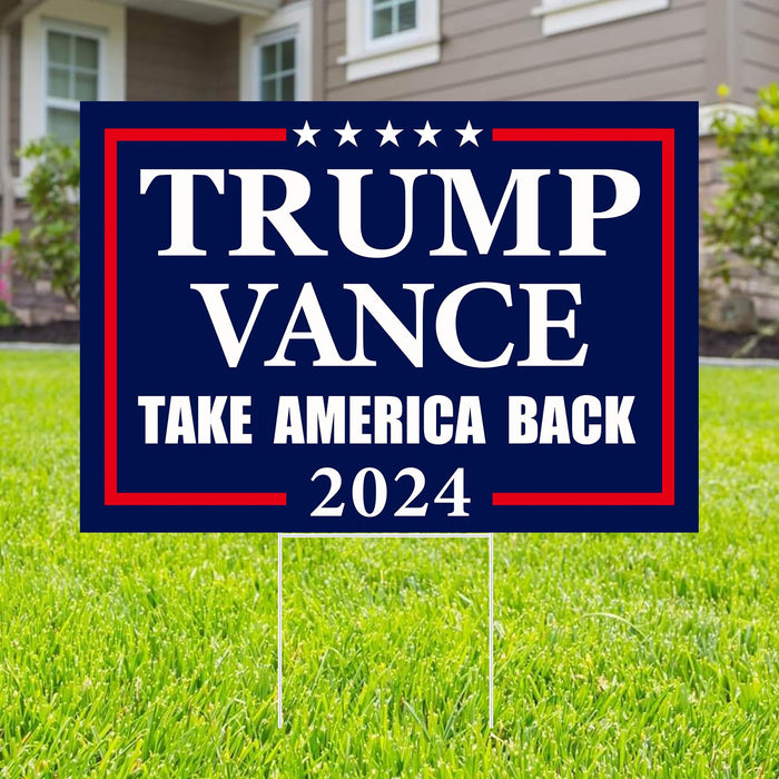 Probsin Trump Vance 2024 Yard Sign 12" x 17" Double Sided Blue Take America Back Voted for President Trump Vice President JD Vance Outdoor Decorations for Lawn, Garden, Window, Party Supplies