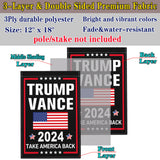 NASIAN Trump Vance 2024 Garden Flag Take America Back Garden Flag Trump Vance 2024 Yard Signs Patriotic American Garden Flags for Outside 12x18 Double Sided Outdoor House Lawn Decorations Banner