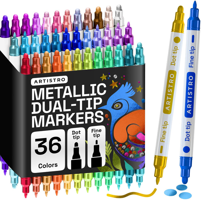 ARTISTRO 36 Metallic Dual-Tip Acrylic Paint Marker Pens