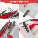 Finger Skateboard Park Kits (9 in 1),Finger Skateboard Ramp Set with 5 Fingerboards, Finger Scooter,Finger Bike,Finger Skateshoes and Finger Pants,Skateboard Toys Christmas Birthday Gift for Kids