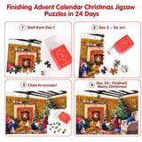 Christmas Advent Calendar Jigsaw Puzzles Adults Kids-1008 Pieces Puzzle 24 Days Christmas Countdown Calendar-Holiday Family Game Gifts Christmas Home Decoration