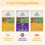 Organic India Tulsi Honey Chamomile Herbal Tea - Holy Basil, Stress Relieving & Calming, Immune Support, Adaptogen, Vegan, USDA Certified Organic, Caffeine-Free - 18 Infusion Bags, 3 Pack