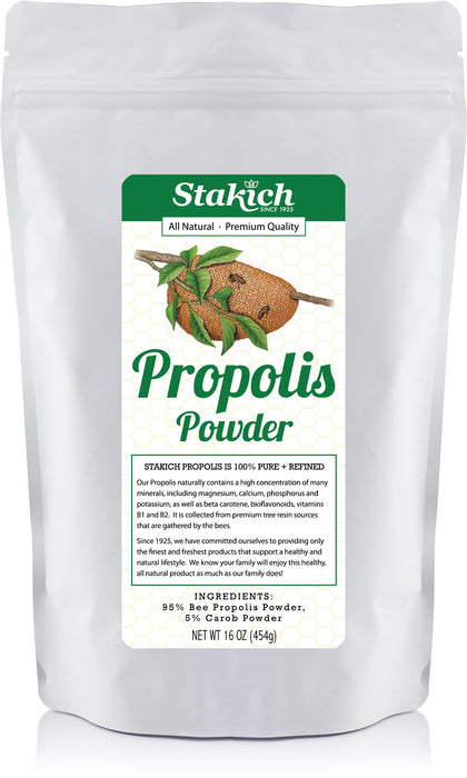 Stakich Bee Propolis Powder - All Natural- 1 Pound (16 Ounce)