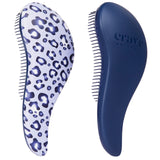 Crave Naturals Glide Thru Detangling Hair Brushes for Adults & Kids Hair - Detangler Hairbrush for Natural, Curly, Straight, Wet or Dry Hair - Hair Brushes for Women - 2 Pack - Blue Cheetah & Blue