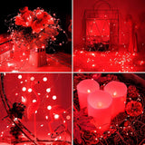 JMEXSUSS 8 Pack 50 LED Fairy Lights Battery Operated String Lights, 16ft Red Twinkle Fairy Lights Indoor Outdoor Waterproof for Mason Jars Bedroom Party Wedding Christmas Decorations