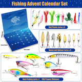 Fishing Advent Calendar 2024 Adult Men Teen Boys, 24 Day Fishing Lure Countdown Calendar with Spoons Minnow Popper Crankbait VIB Xmas Fishing Gift for Father Granpa Brother Boyfriend