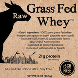 RAW ORGANIC WHEY - Happy Healthy Cows, COLD PROCESSED Undenatured 100% Grass Fed Whey Protein Powder, GMO-Free + rBGH Free + Soy Free + Gluten Free + No Added Sugar, Unflavored, Unsweetened (12 OZ)
