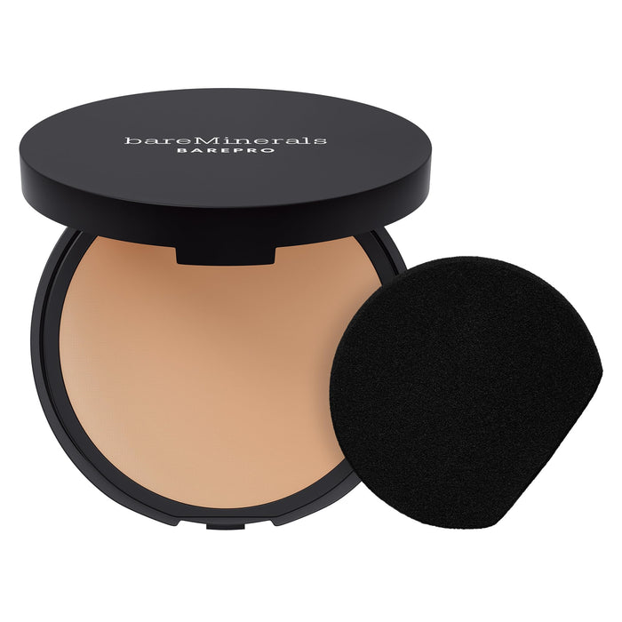 bareMinerals Barepro 24HR Skin-Perfecting Powder Foundation, Matte Pressed Powder Foundation Full Coverage with Plant-Based Squalene, Oil Control, Vegan - Light 25 Warm