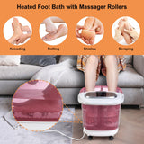 Electric Foot Bath Basin Massager with Heat and Massage Rollers for Pain Relief, Large Pedicure Foot Spa Machine Feet Soak Tub with Handle and Shower for Soaking Feet, Women Girls Wife Gifts, Pink